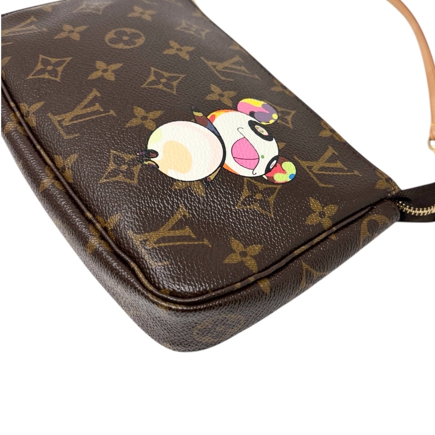 LOUIS VUITTON Vintage 2004 Murakami Monogram Panda Pochette Mini Bag Brown