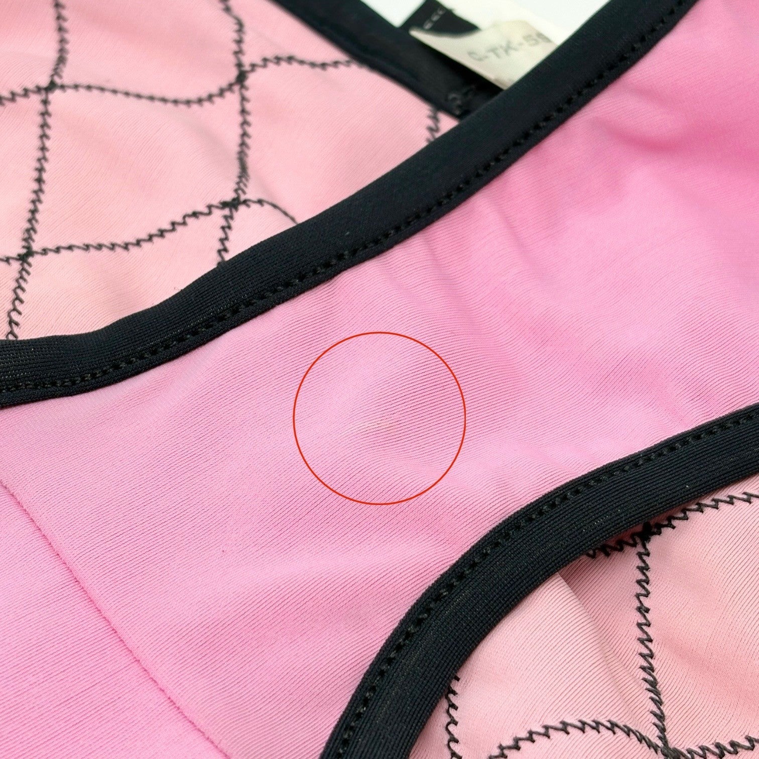 CHANEL Vintage 95P Matelasse Swimwear Bikini Set #36 Pink Black Nylon