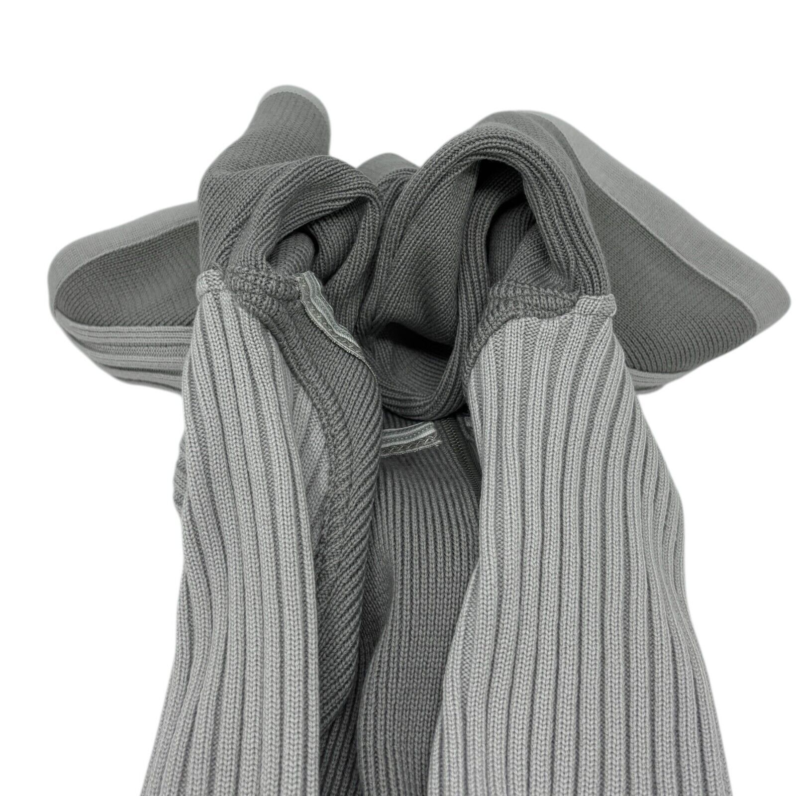 CHANEL Sport Vintage 04A CC Logo Zip Hoodie Top #42 Jacket Gray White Wool