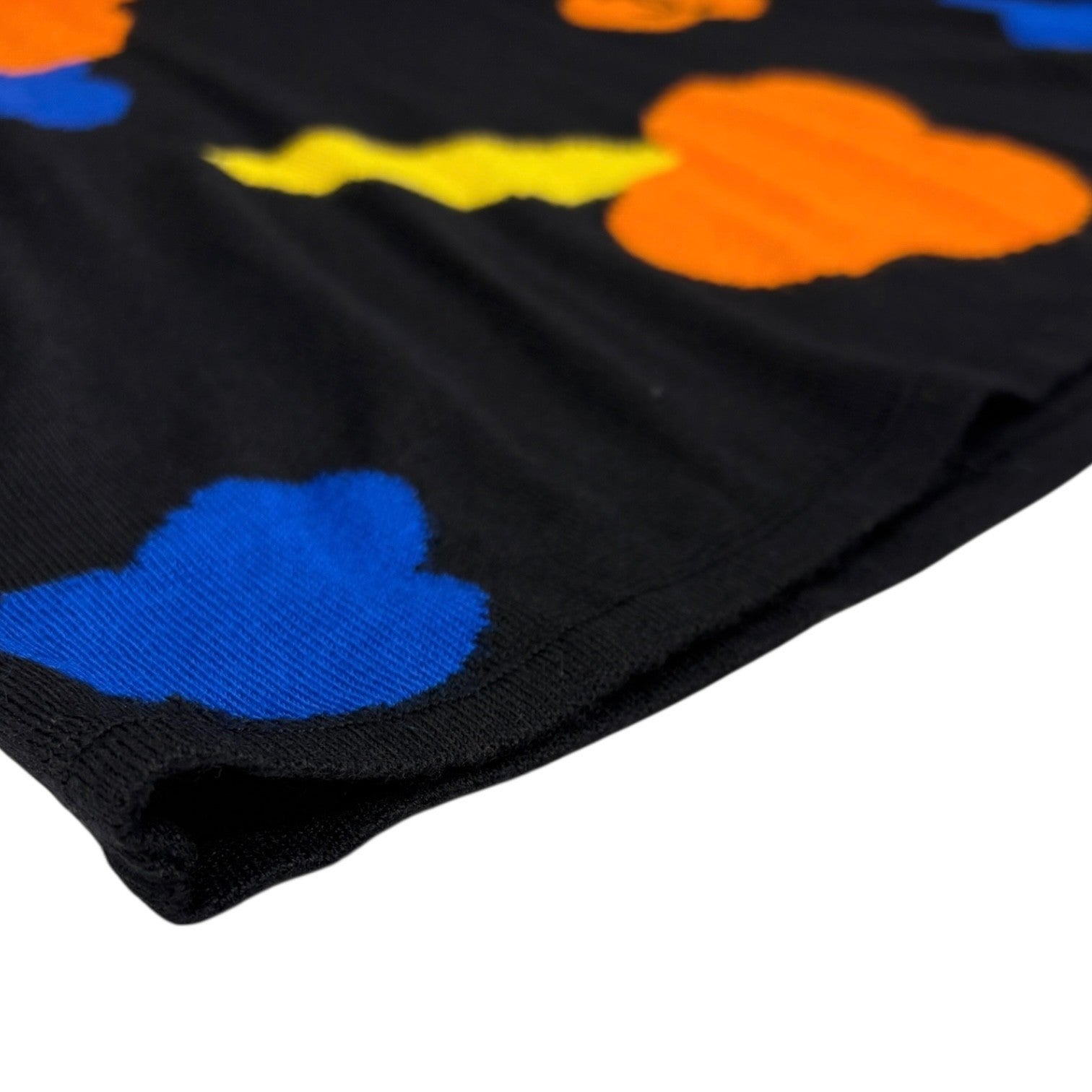 CHANEL Vintage 00T CC Camelia Logo Knit Sweater #42 Black Orange Blue Viscose