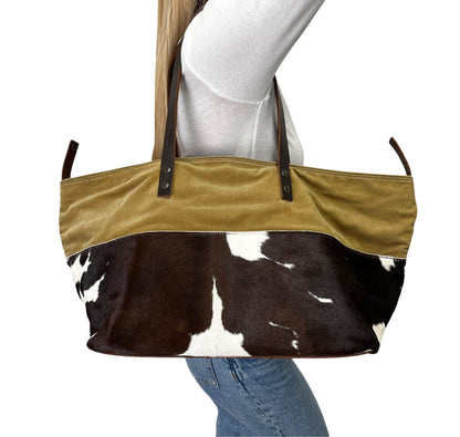 miu miu Vintage Pony Calf Hair Shoulder Bag Brown Beige White Corduroy 902372