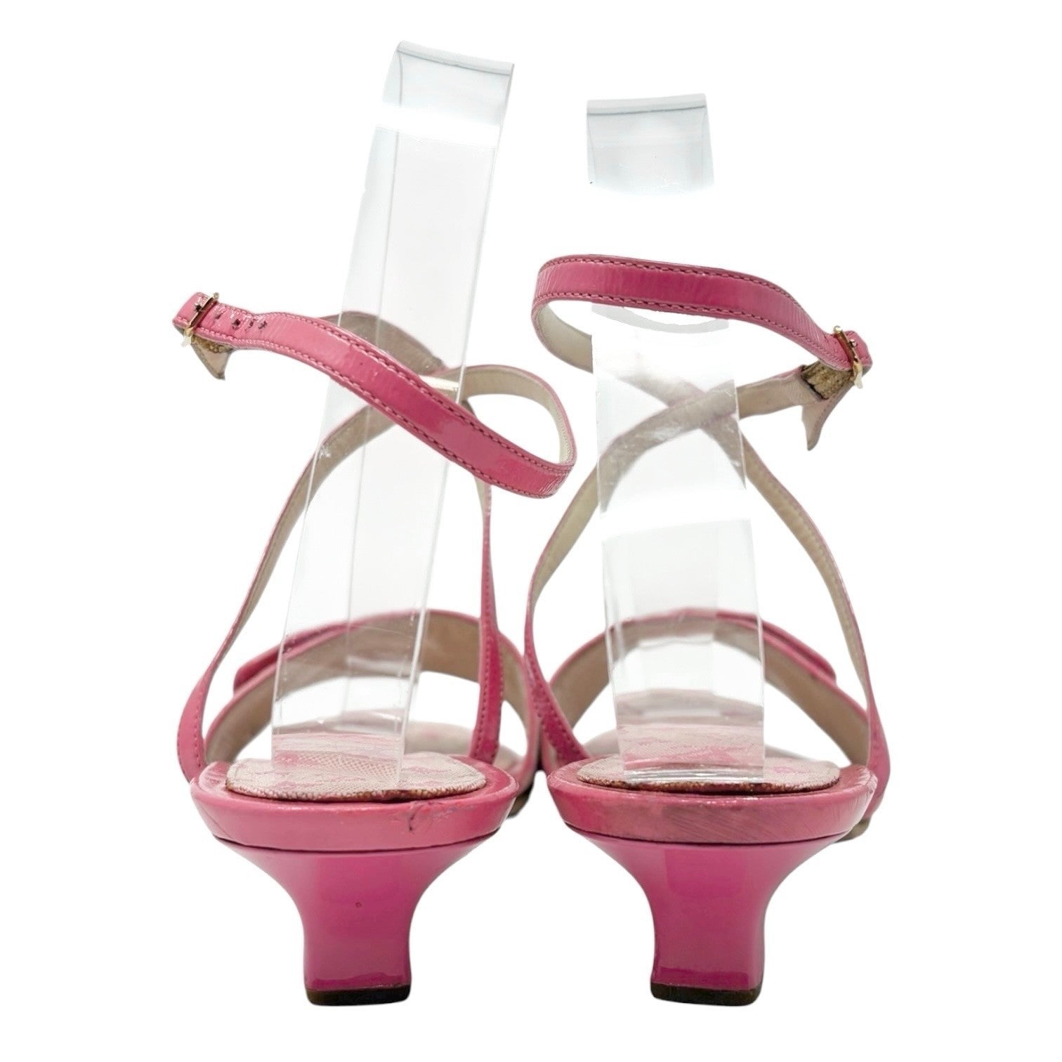 LOUIS VUITTON Vintage LV Logo Monogram Mule Sandals #37 Pink Gold Canvas