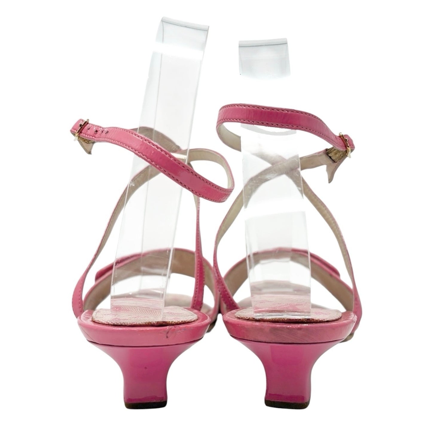 LOUIS VUITTON Vintage LV Logo Monogram Mule Sandals #37 Pink Gold Canvas