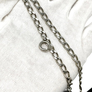 CHANEL Vintage 04S CC Logo Chain Belt Cube Dice Silver Black White Metal RankAB