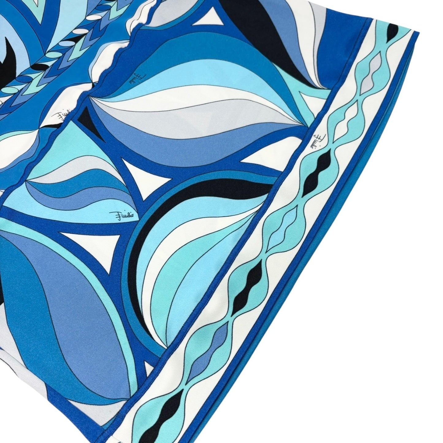 EMILIO PUCCI Vintage Abstract Print Midi Dress #34 Blue Long Sleeve 902420