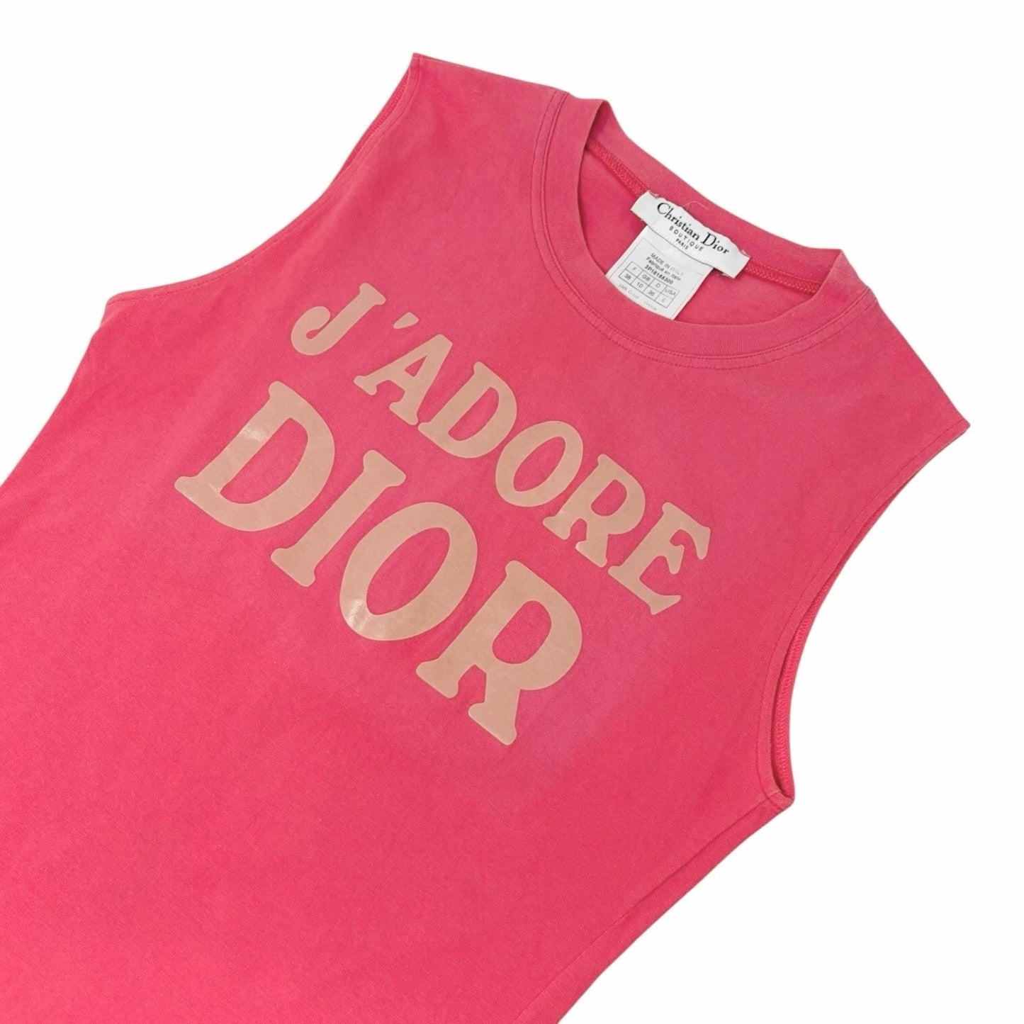 Christian Dior Vintage 2003 J'ADORE Logo Tank Top #36 Pink Beige Sleeveless