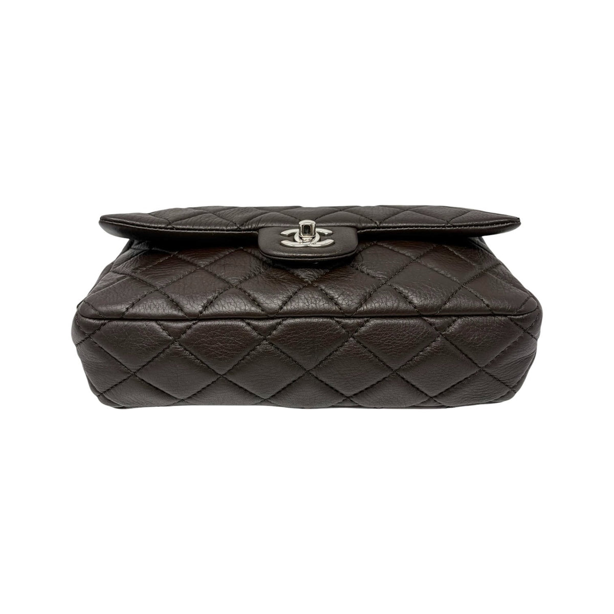 CHANEL Vintage CC Logo Quilted Chain 2way Bag Dark Brown Leather 902478