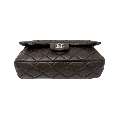CHANEL Vintage CC Logo Quilted Chain 2way Bag Dark Brown Leather 902478