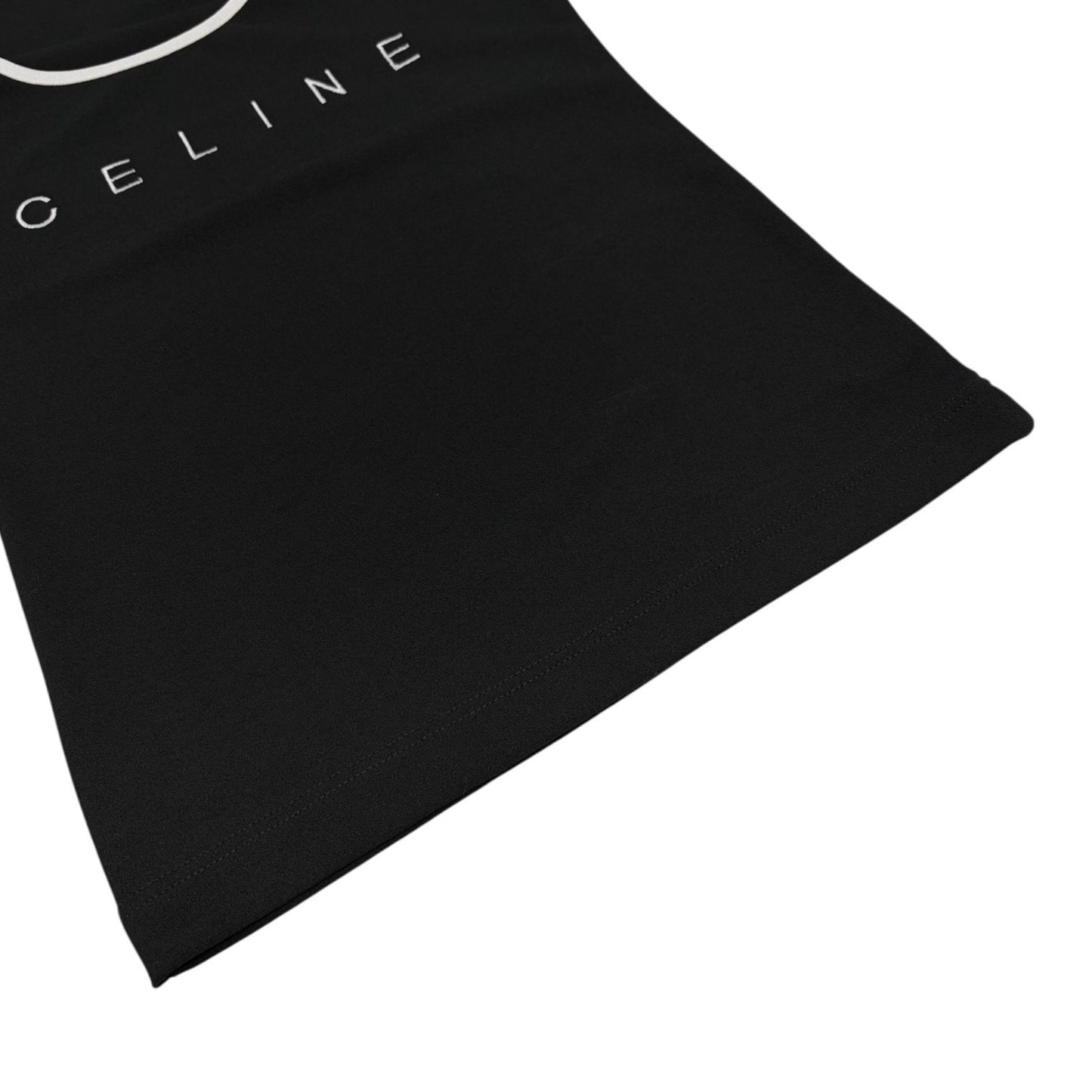 CELINE Vintage Logo Tank Top #38 Black White Polyester Sleeveless 902071