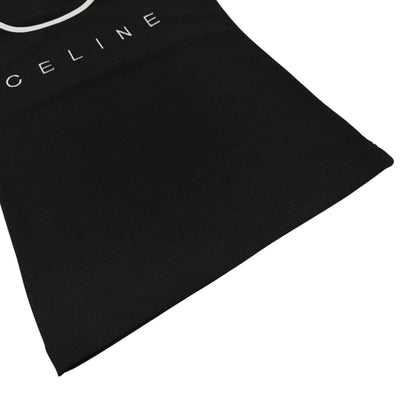 CELINE Vintage Logo Tank Top #38 Black White Polyester Sleeveless 902071