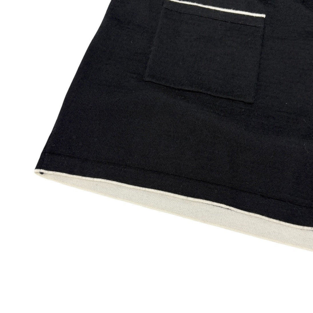 CHANEL Sport Vintage 06A CC Mark Logo Knit Cardigan #46 Black White Silk Wool