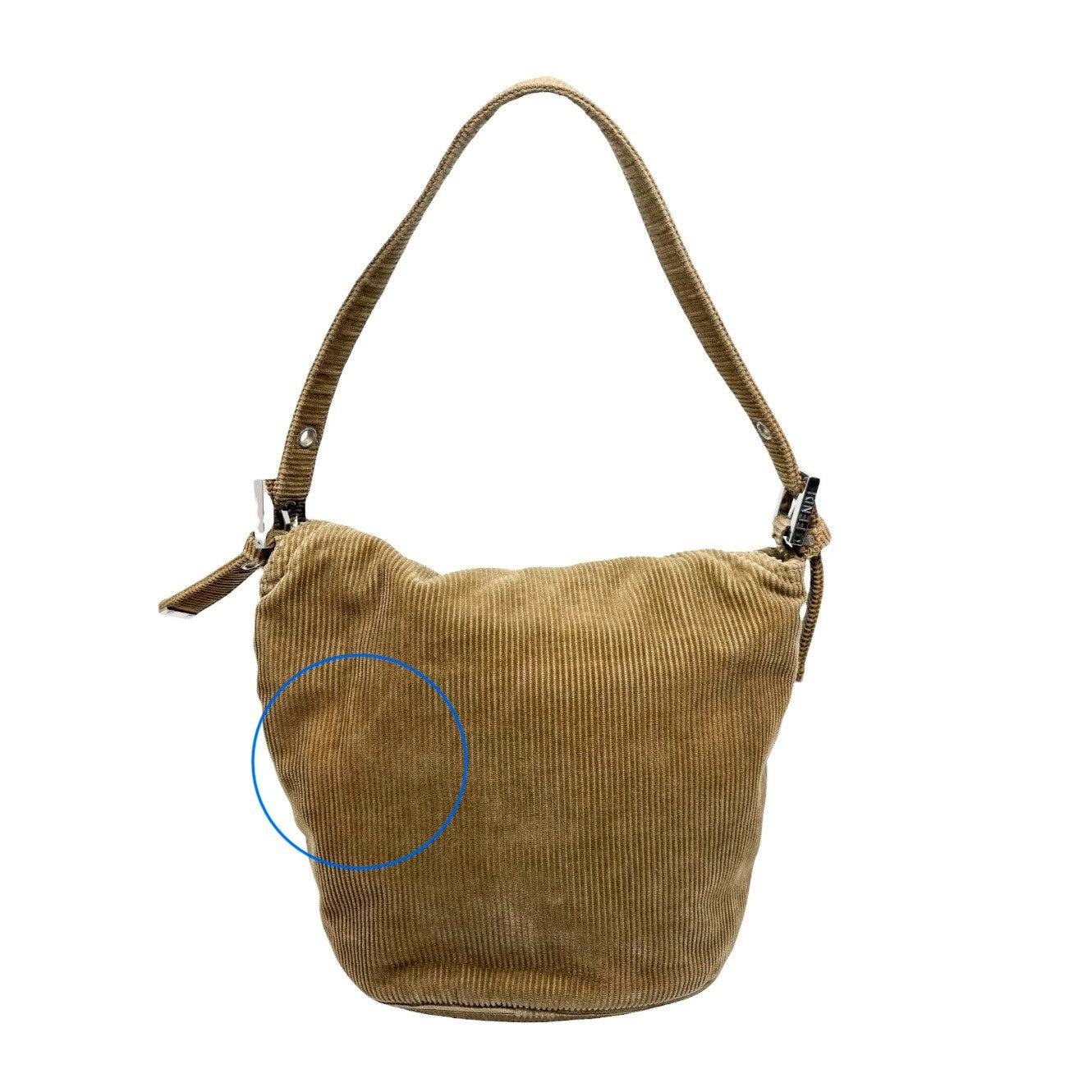 FENDI Vintage FF Logo Mamma Baguette Mini Shoulder Bag Beige Corduroy 901886