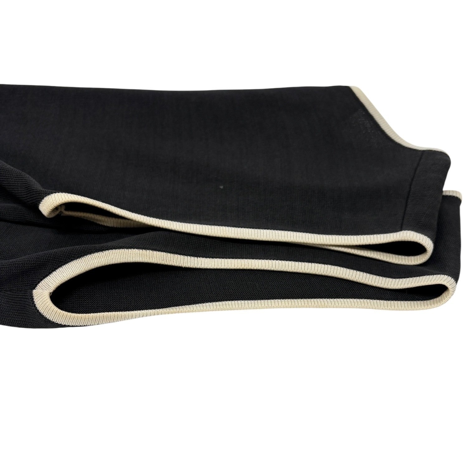 CHANEL Vintage 96C CC Mark Button Long One-piece Dress #40 Black Cream Cotton