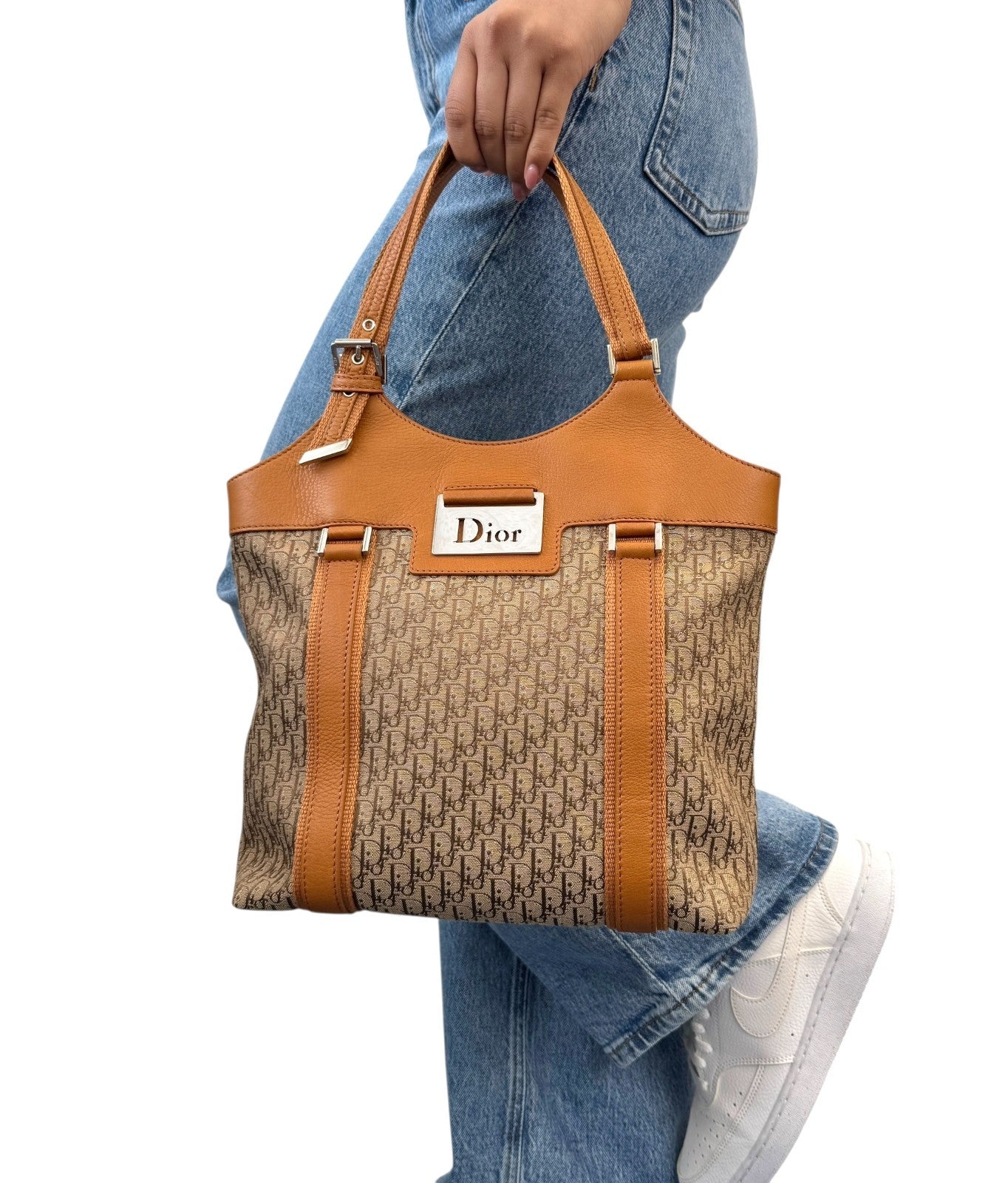 Christian Dior Vintage 2005 Trotter Monogram Street Chic Logo Tote Bag Canvas