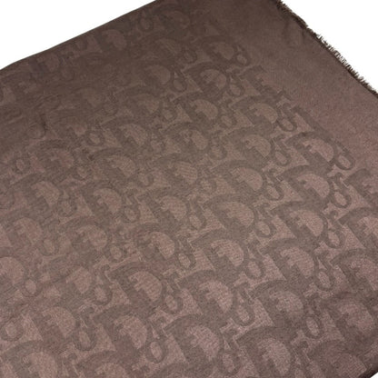 Christian Dior Vintage Logo Trotter Monogram Silk Scarf Shawl Brown 902472