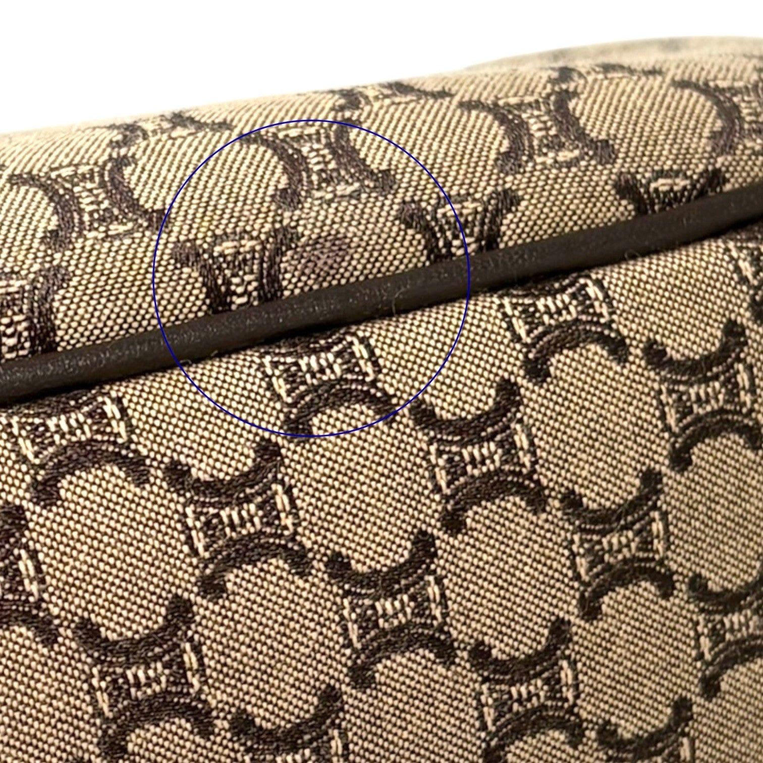 CELINE Vintage Macadam Monogram Shoulder Mini Bag Pochette Brown Canvas Leather