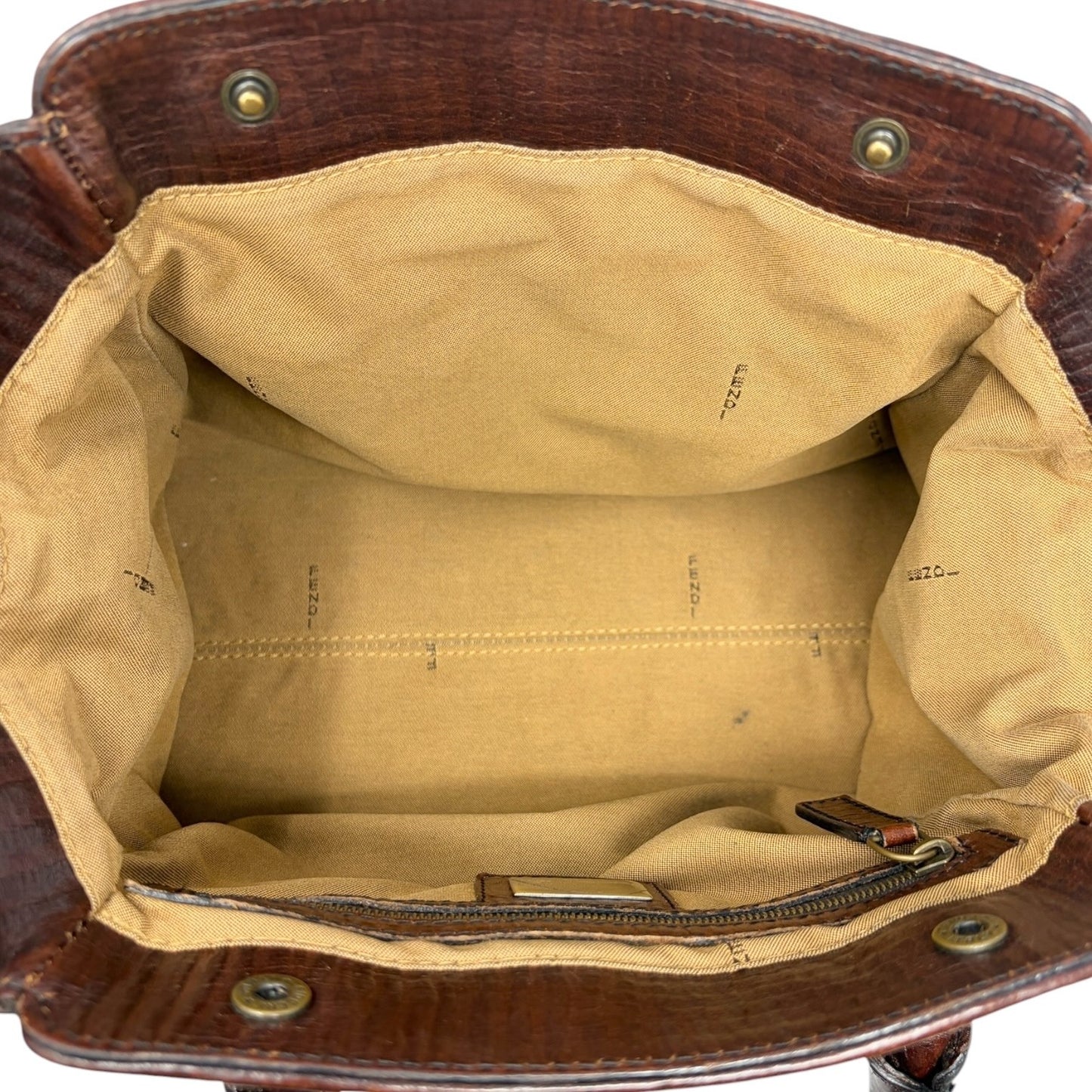 FENDI Vintage FF Logo Zucca Etniko Shoulder Bag Brown Gold Velour Leather