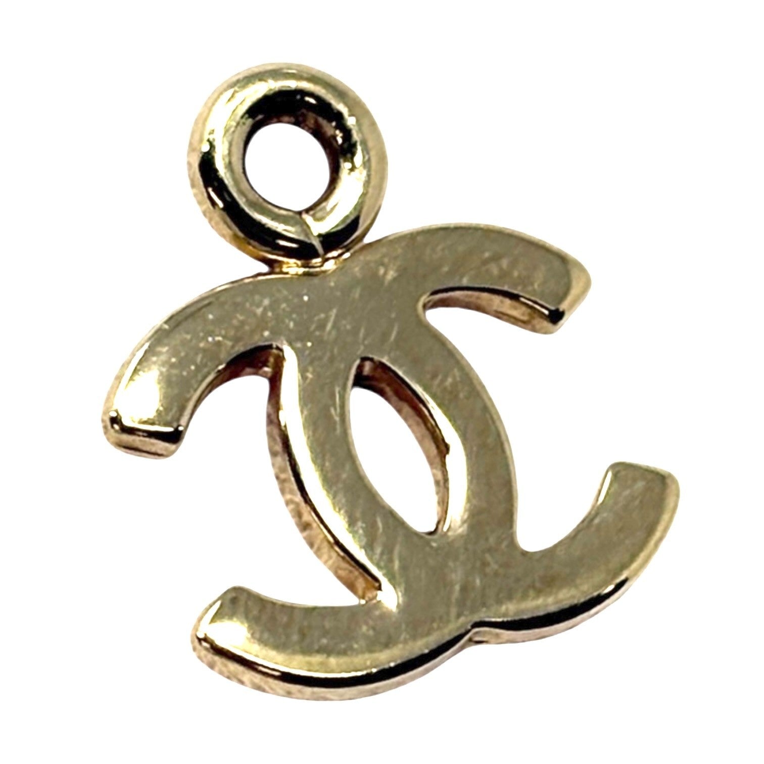 CHANEL Vintage CC Mark Logo With Yacht Charm Hoop Earrings Gold Metal Plate