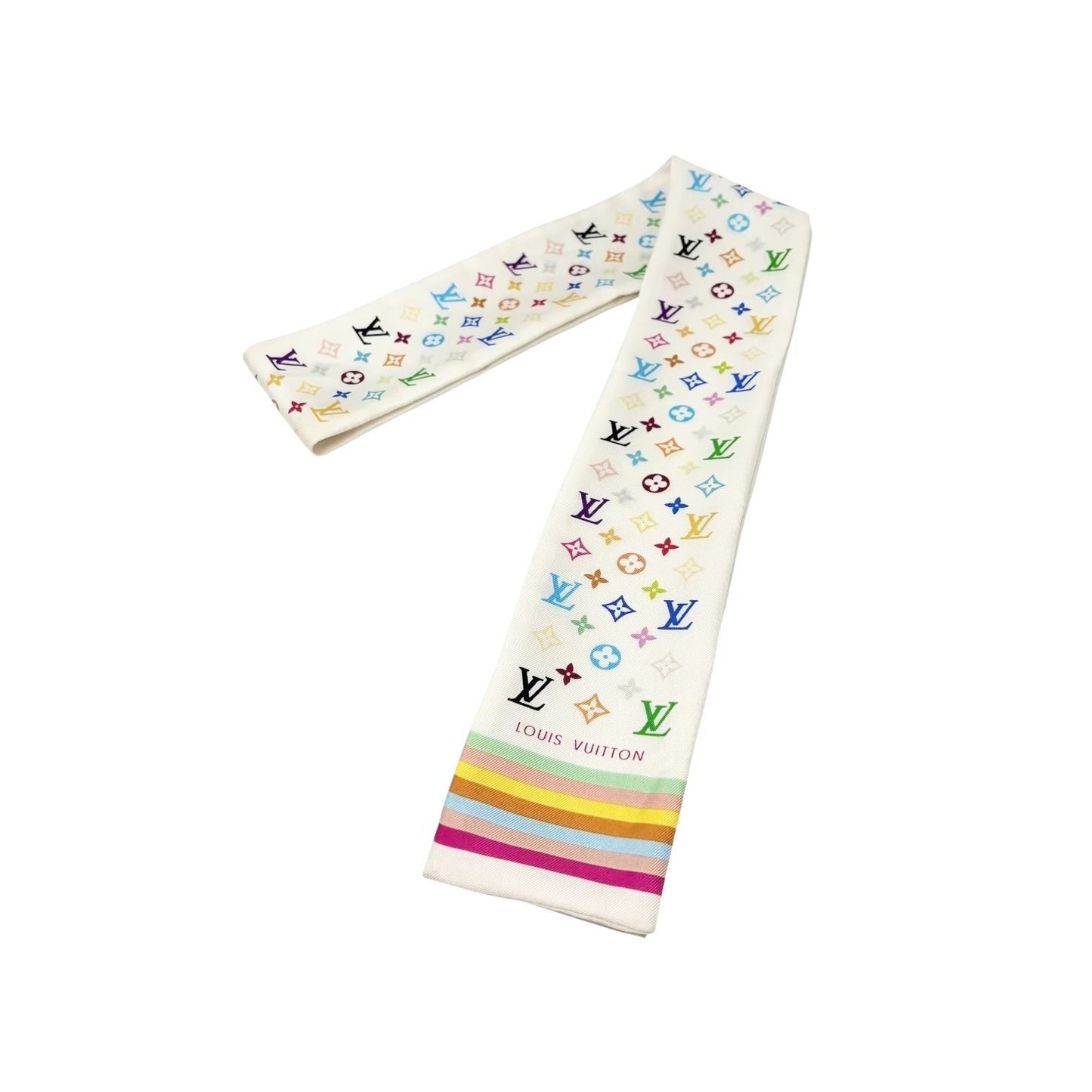 LOUIS VUITTON Vintage LV Monogram Multicolor Bandeau Scarf Silk Hair 902245