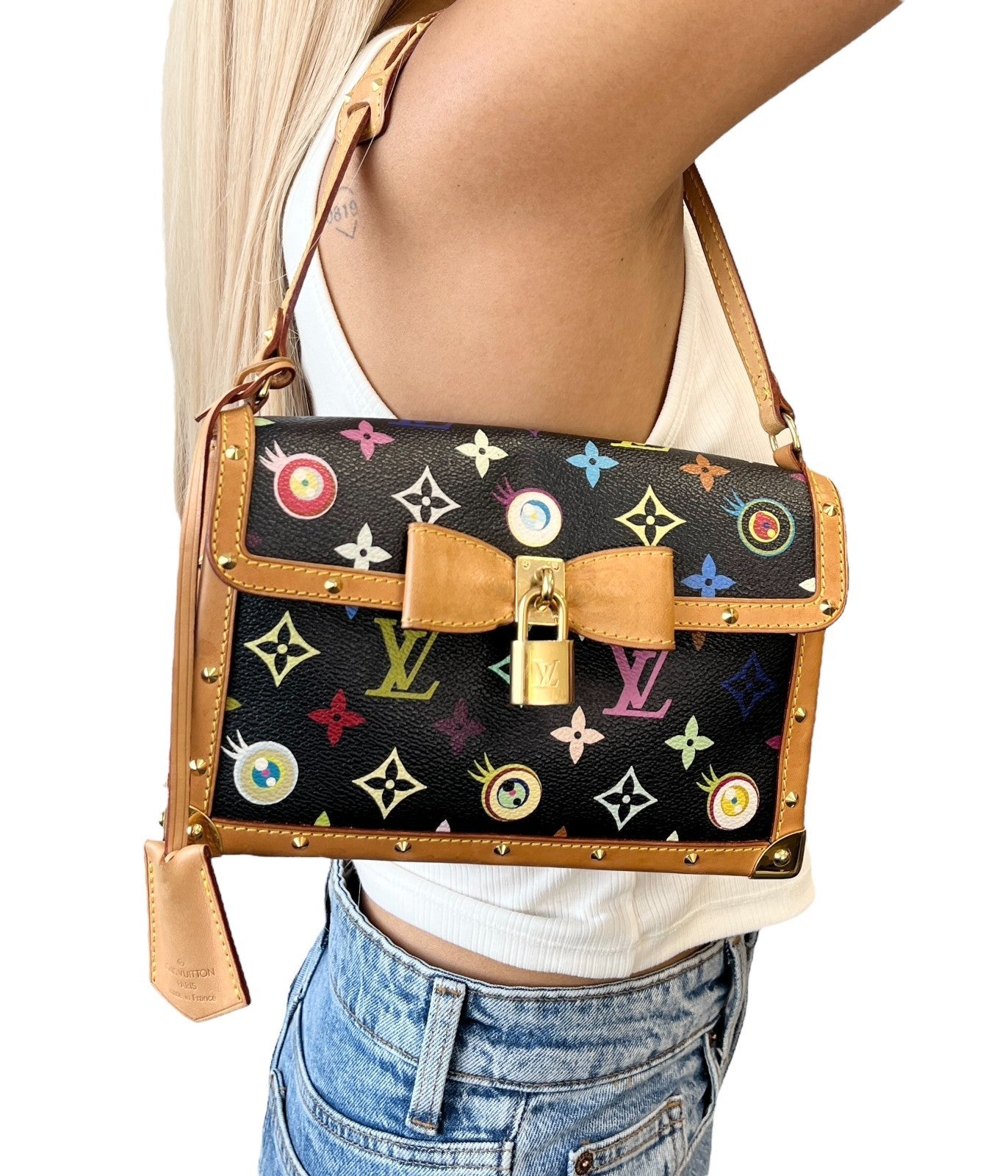 LOUIS VUITTON Vintage M92054 Eye Love Monogram Pochette Eye Miss You Bag Black