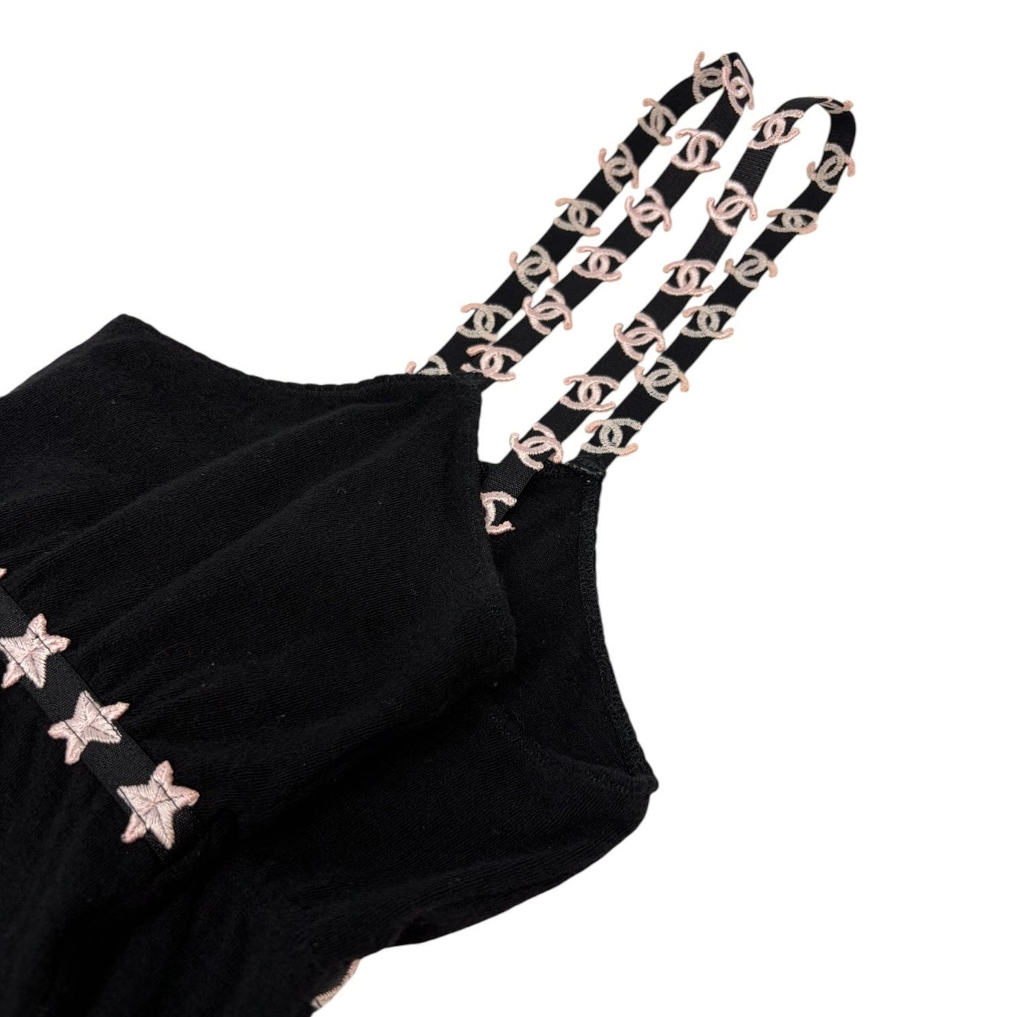 CHANEL Vintage 05A CC Logo Star Camisole Top #40 Black Pink Cashmere 901805