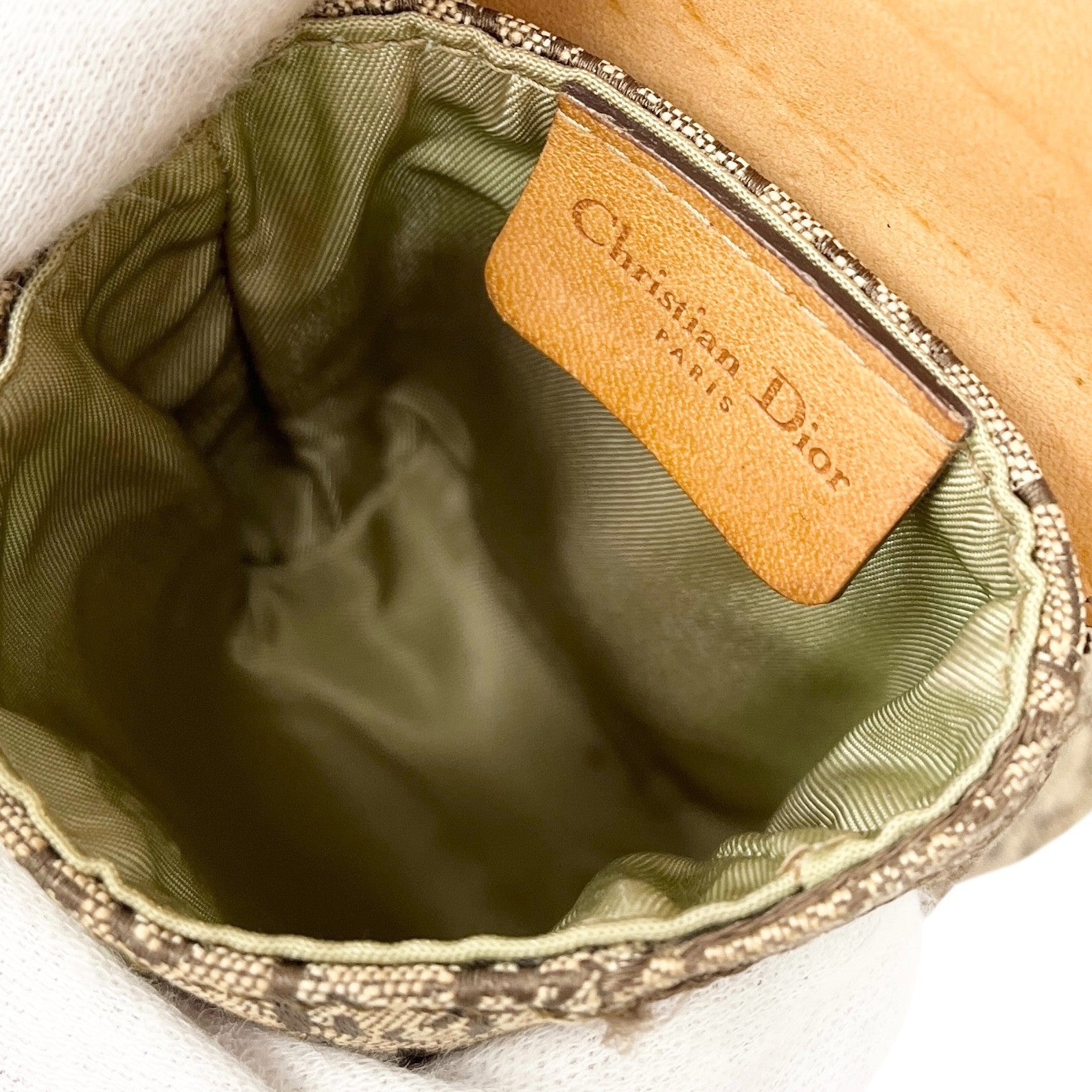 Christian Dior Vintage Trotter Monogram Street Chic Columbus Shoulder Bag Beige