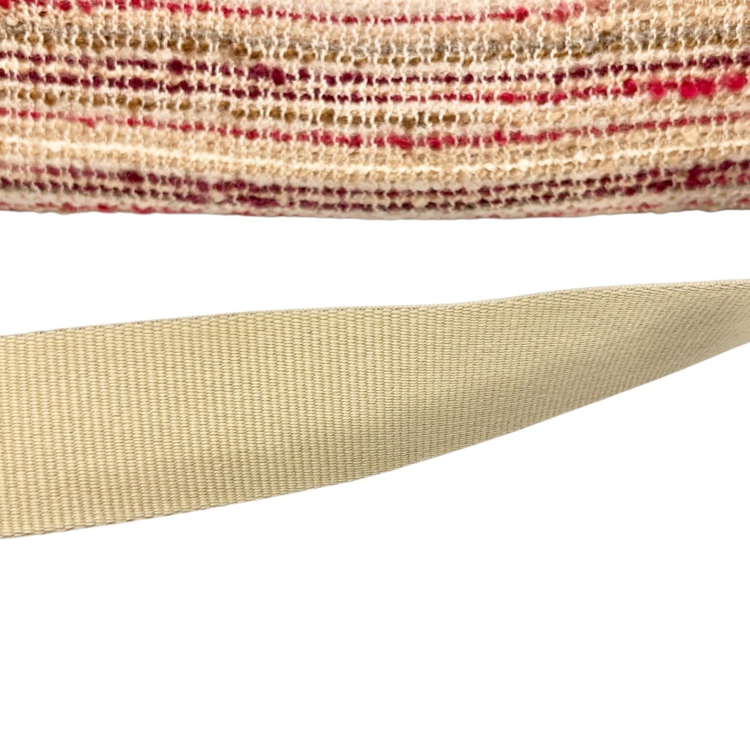 PRADA Vintage Logo Tweed 2way Tote Bag Crossbody Pink Cream Gold Wool Suede