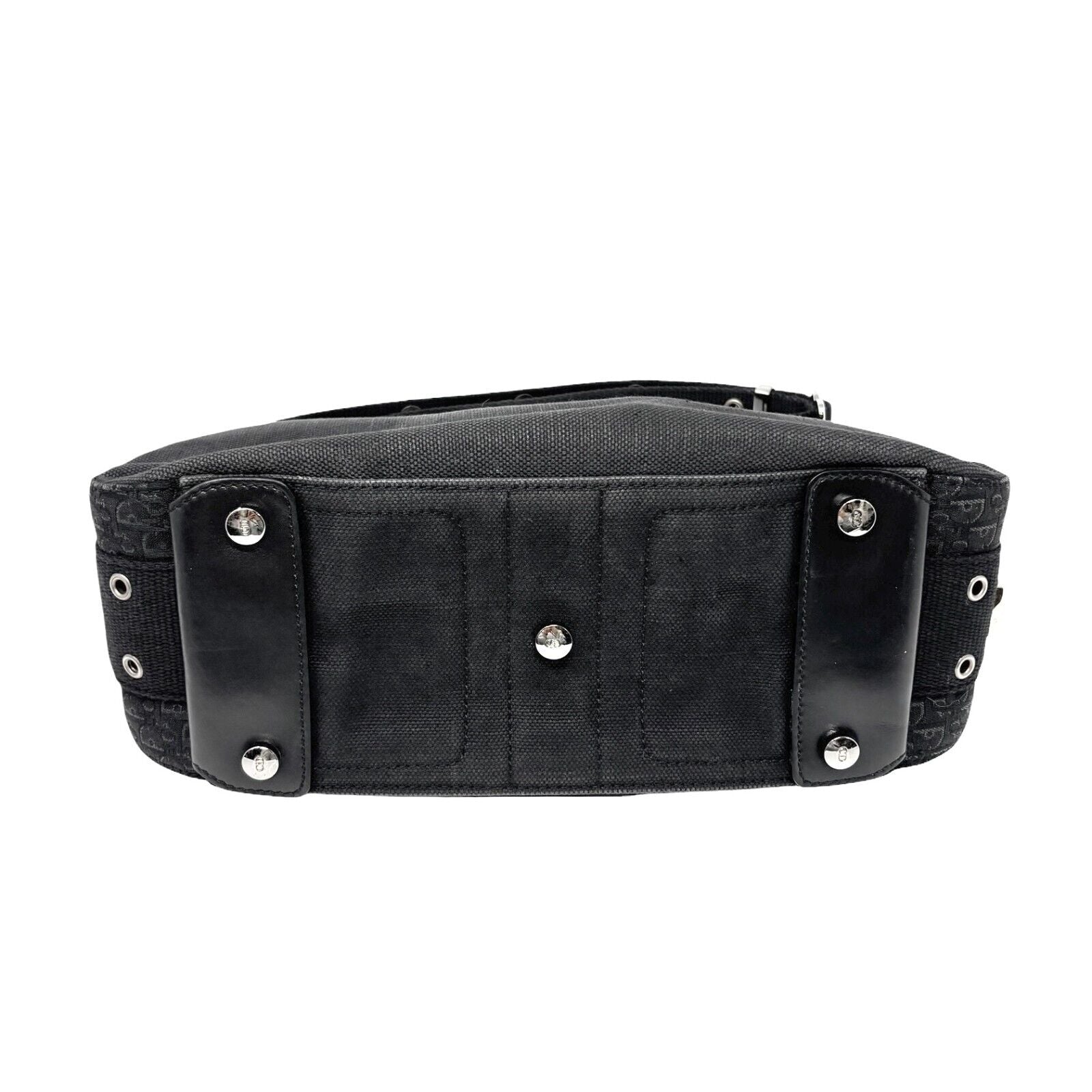 Christian Dior Vintage Street Chic Trotter Monogram Shoulder Bag Black Silver