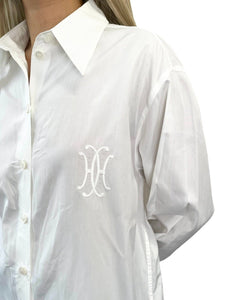 HERMES Vintage Logo Blouse Shirt #40 Top White Long Sleeve Cotton Rank AB