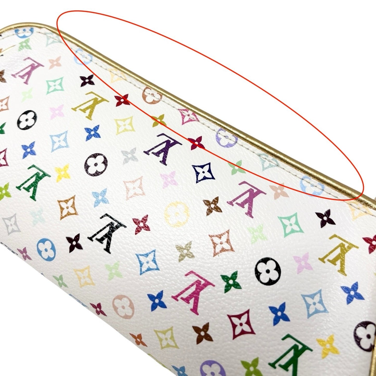 LOUIS VUITTON Vintage Monogram Multicolor Mini Pouch Bag Leather White 902414