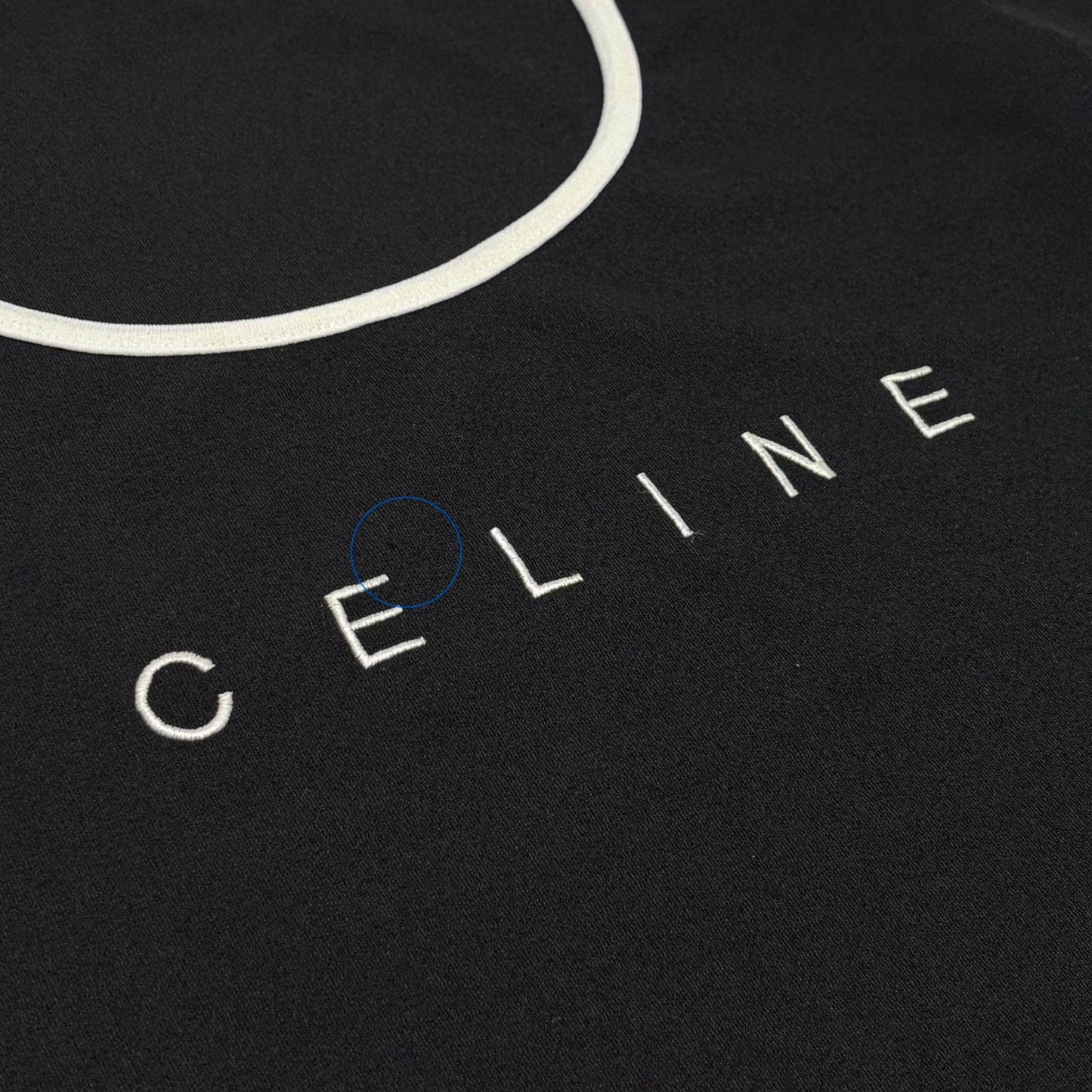 CELINE Vintage Logo T-shirt Top #38 Black White Short Sleeve Polyester 902429