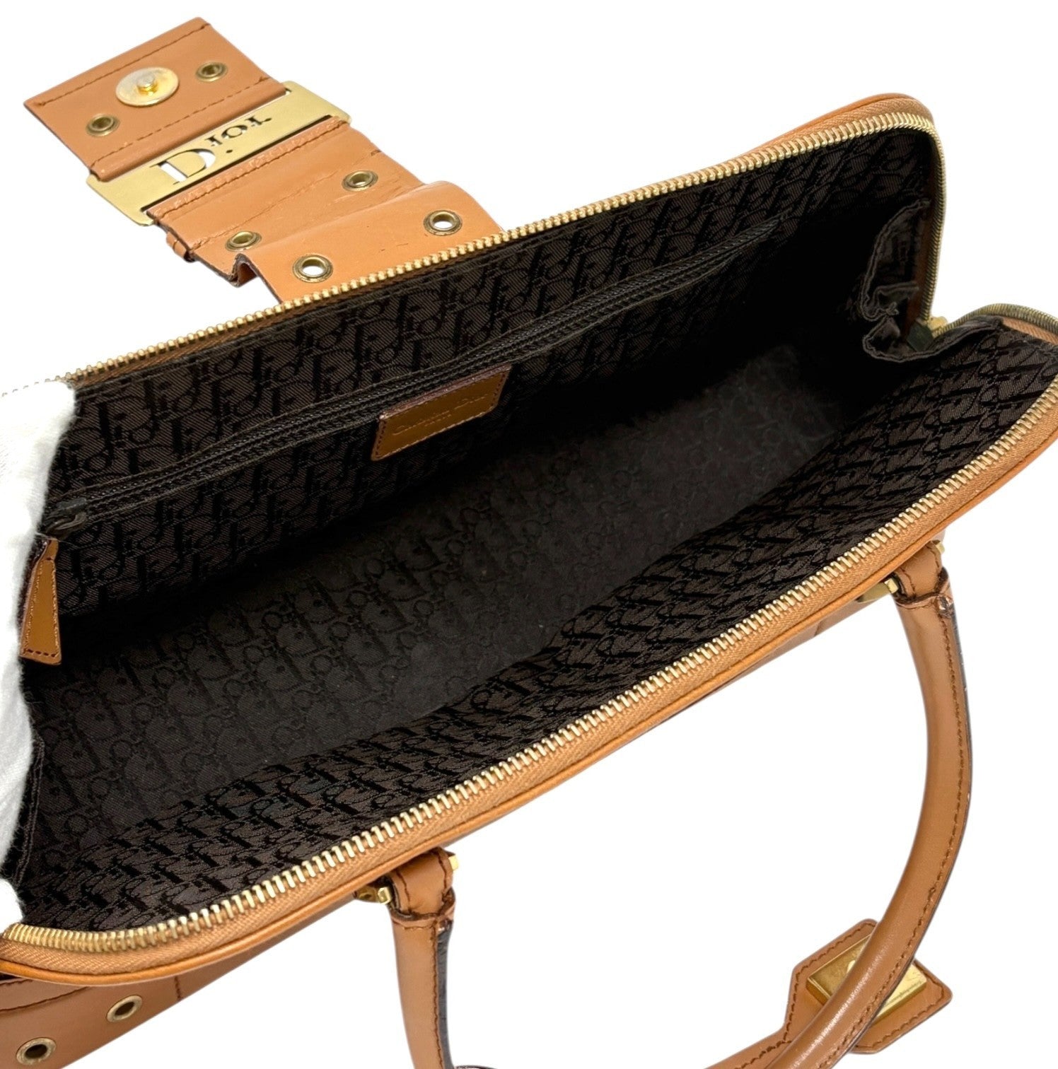 Christian Dior Vintage 2002 Logo Street Chic Uptown Tote Bag Brown Leather