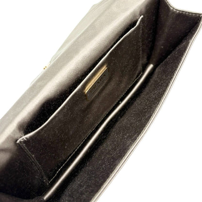 PRADA Vintage Logo Pochette Mini Hand Clutch Bag Satin Silver Gold 902499