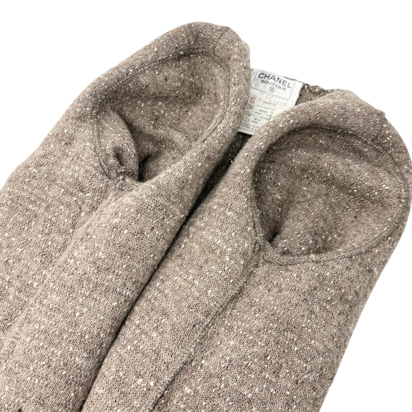 CHANEL Vintage 93A CC Logo Button Long Knit Cardigan Sweater #36 Beige Gray