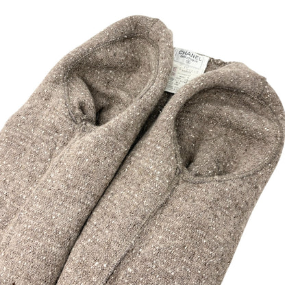 CHANEL Vintage 93A CC Logo Button Long Knit Cardigan Sweater #36 Beige Gray