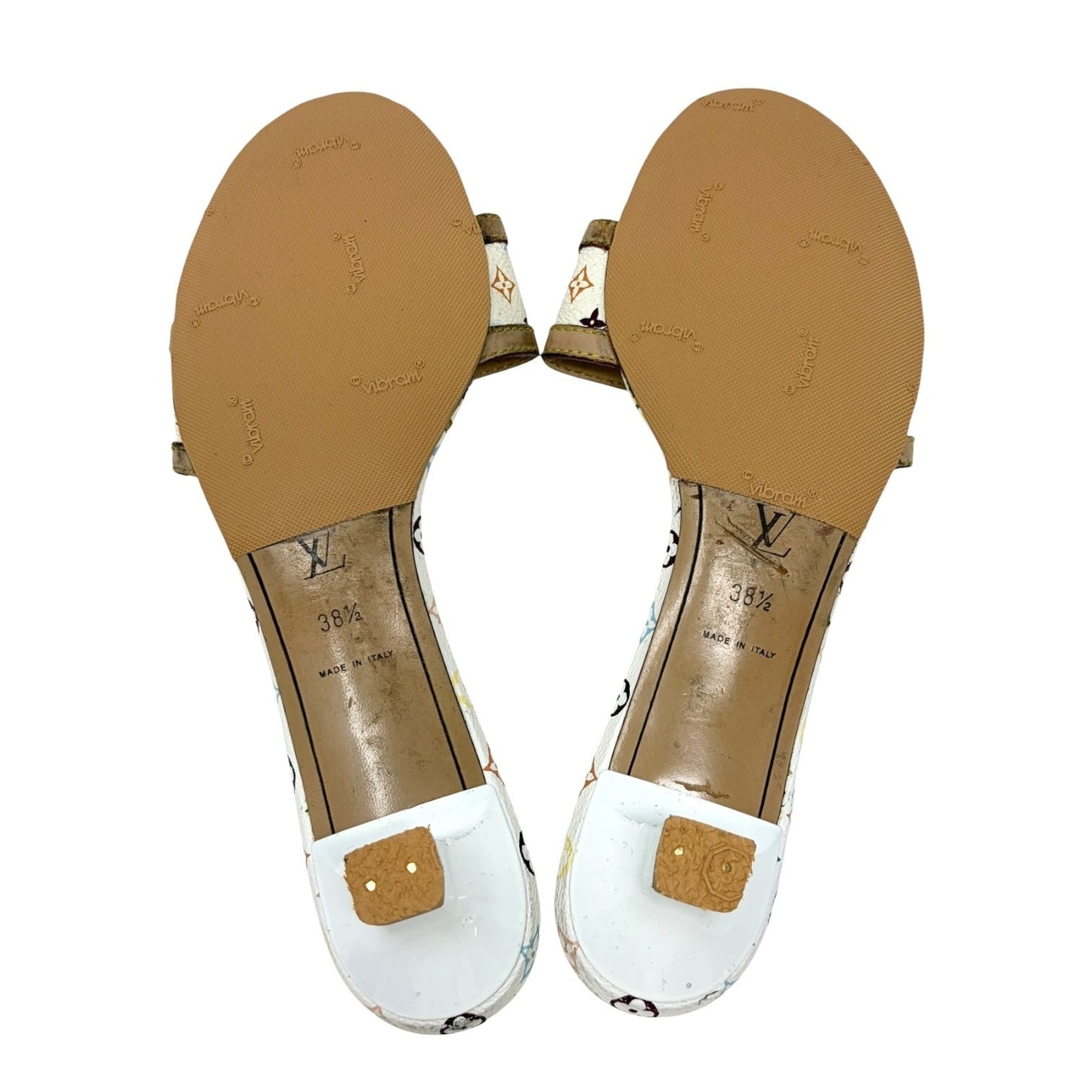 LOUIS VUITTON Vintage Monogram Multicolor Sandals Heels #38.5 White 902237