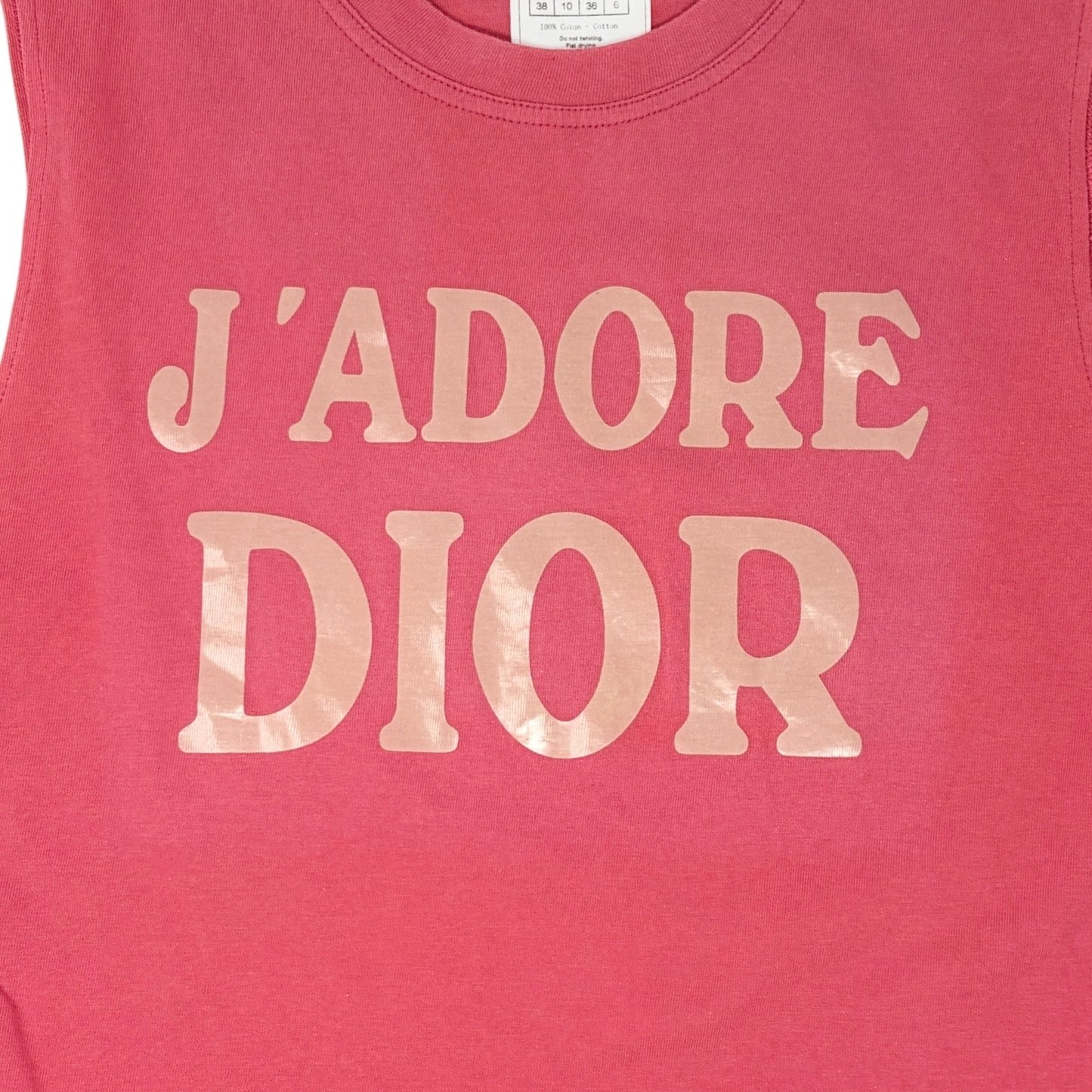 Christian Dior Vintage 2003 J'ADORE Logo Tank Top #36 Pink Beige Sleeveless