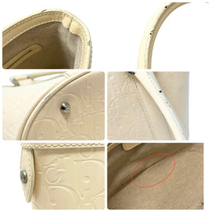 Christian Dior Vintage 2008 Trotter Monogram Tote Bag Cream Patent Leather