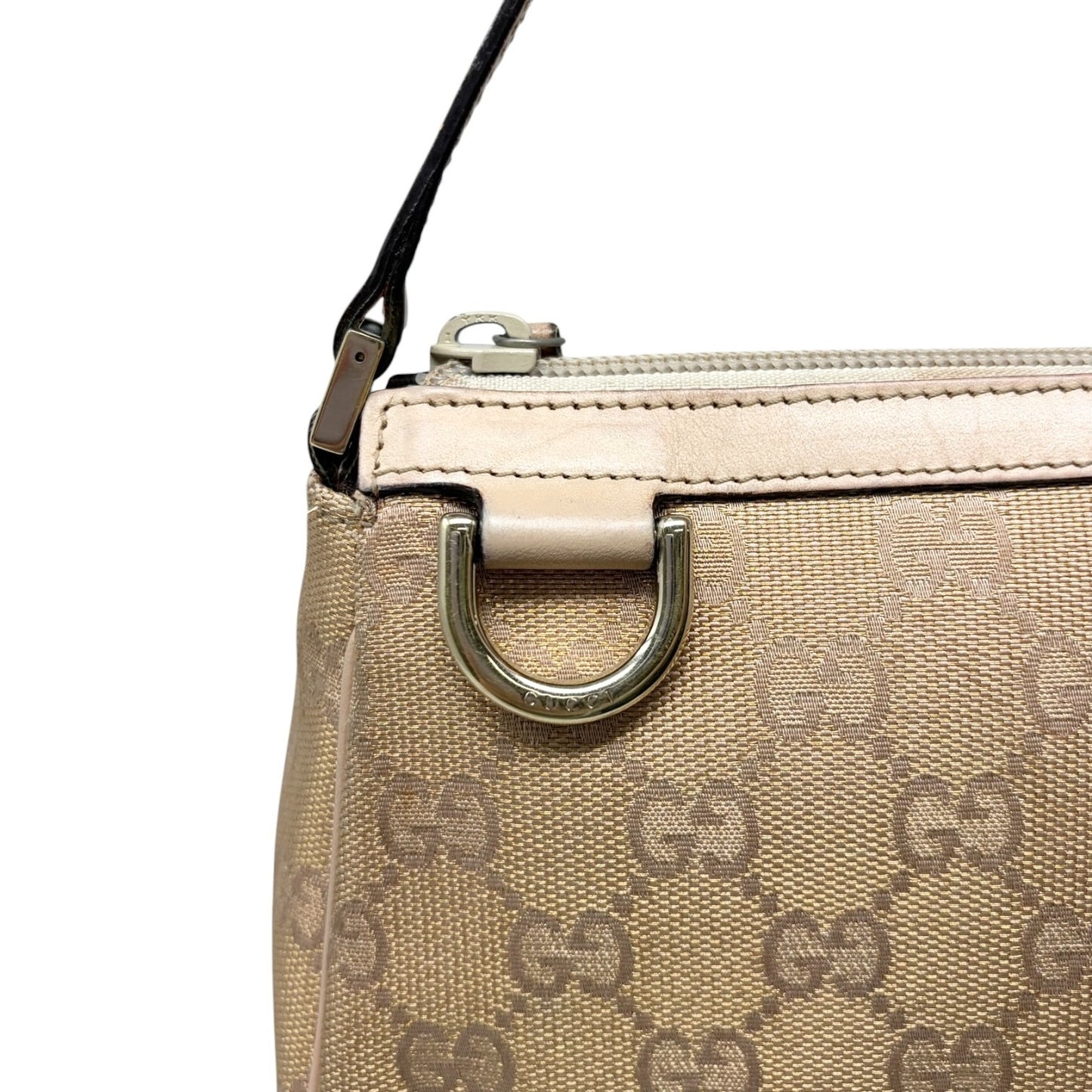 GUCCI Vintage GG Monogram Abbey Mini Pochette Shoulder Bag Pink Gold 106921