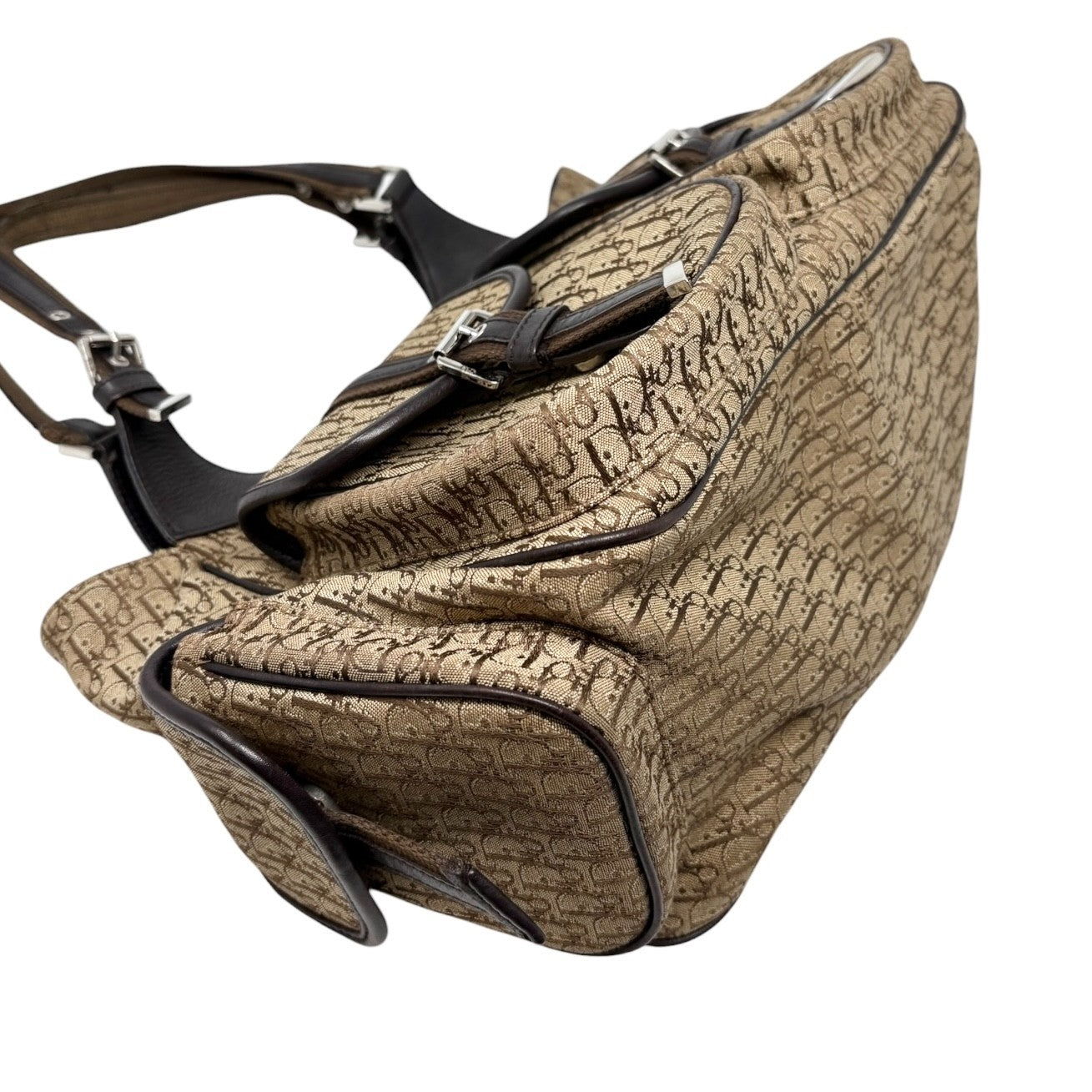 Christian Dior Vintage 2005 Trotter Monogram Street Chic Bag Beige 901899