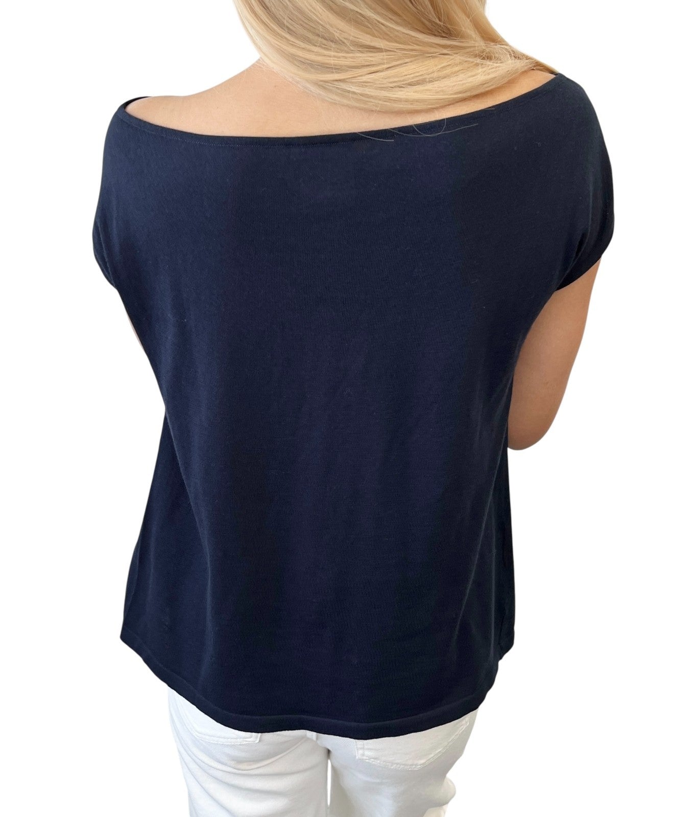 CHANEL Vintage 07P CC Mark Logo Summer Knit Top #36 Sleeveless Stitch Dark Blue