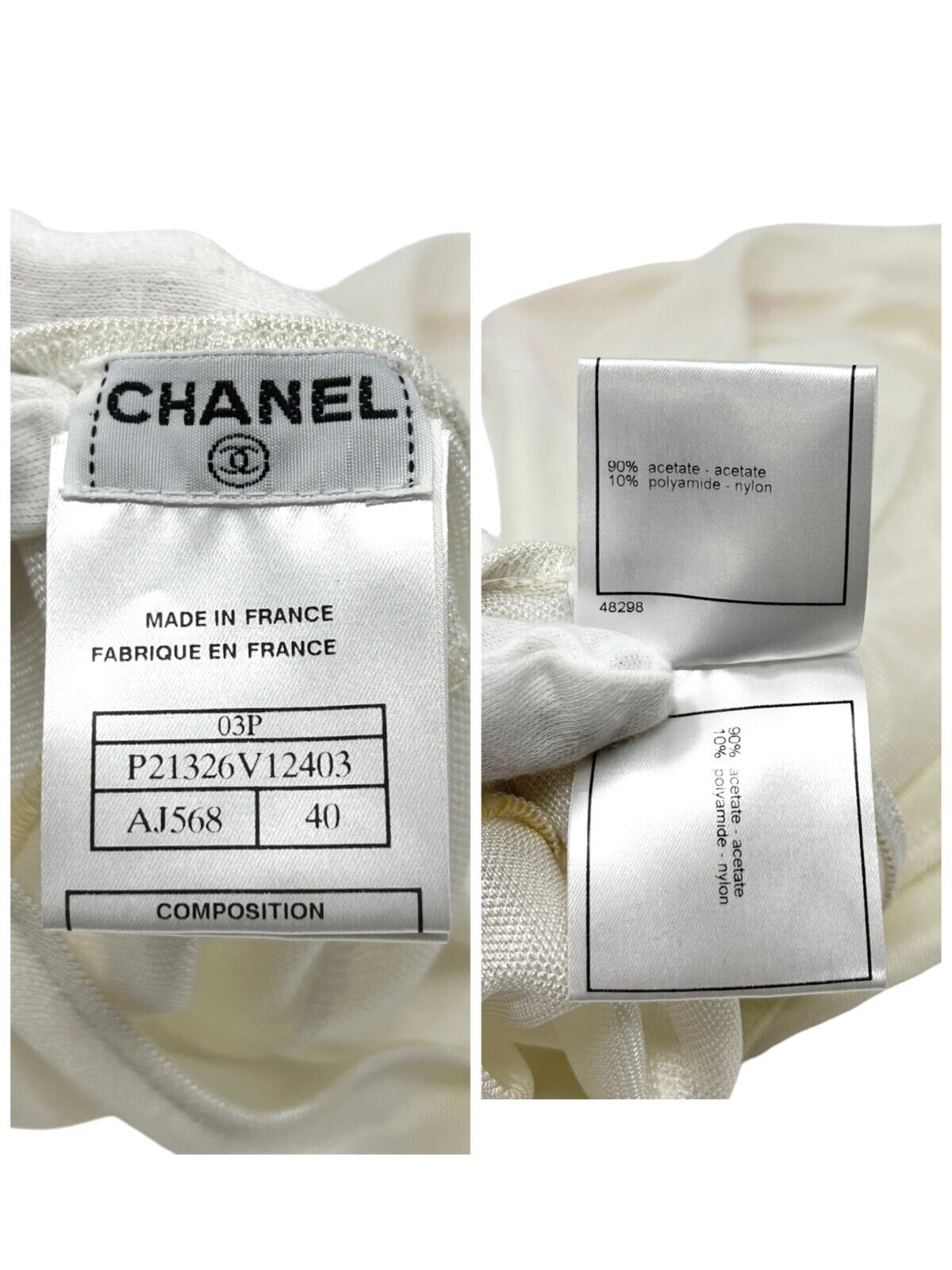 CHANEL Sport Vintage 03P CC Logo Mesh Top #40 See-through White Acetate RankAB