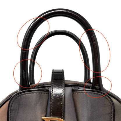 Christian Dior Vintage Double Saddle Bag Geometric Brown Nylon Patent 902265