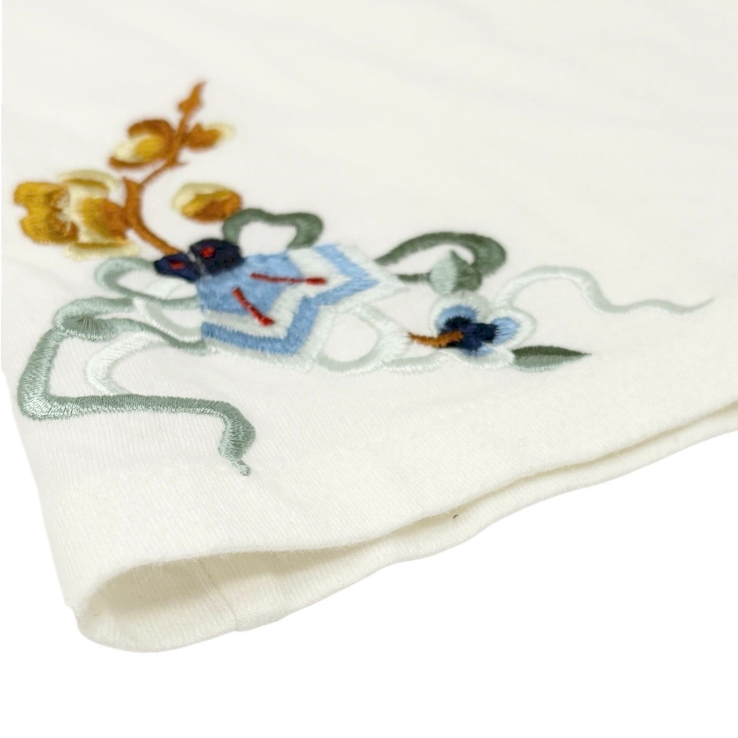 Christian Dior Vintage 2002 Goldfish Floral Embroidery Tank Top #38 White