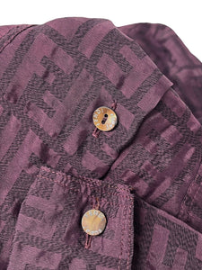 FENDI Vintage Zucca Monogram Logo Blouse Shirt Top See-through Purple RankAB