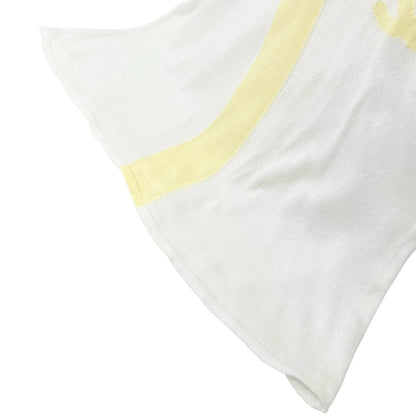 CHANEL Vintage 00S CC Logo Knit Tank Top #42 Sleeveless White Yellow Cotton