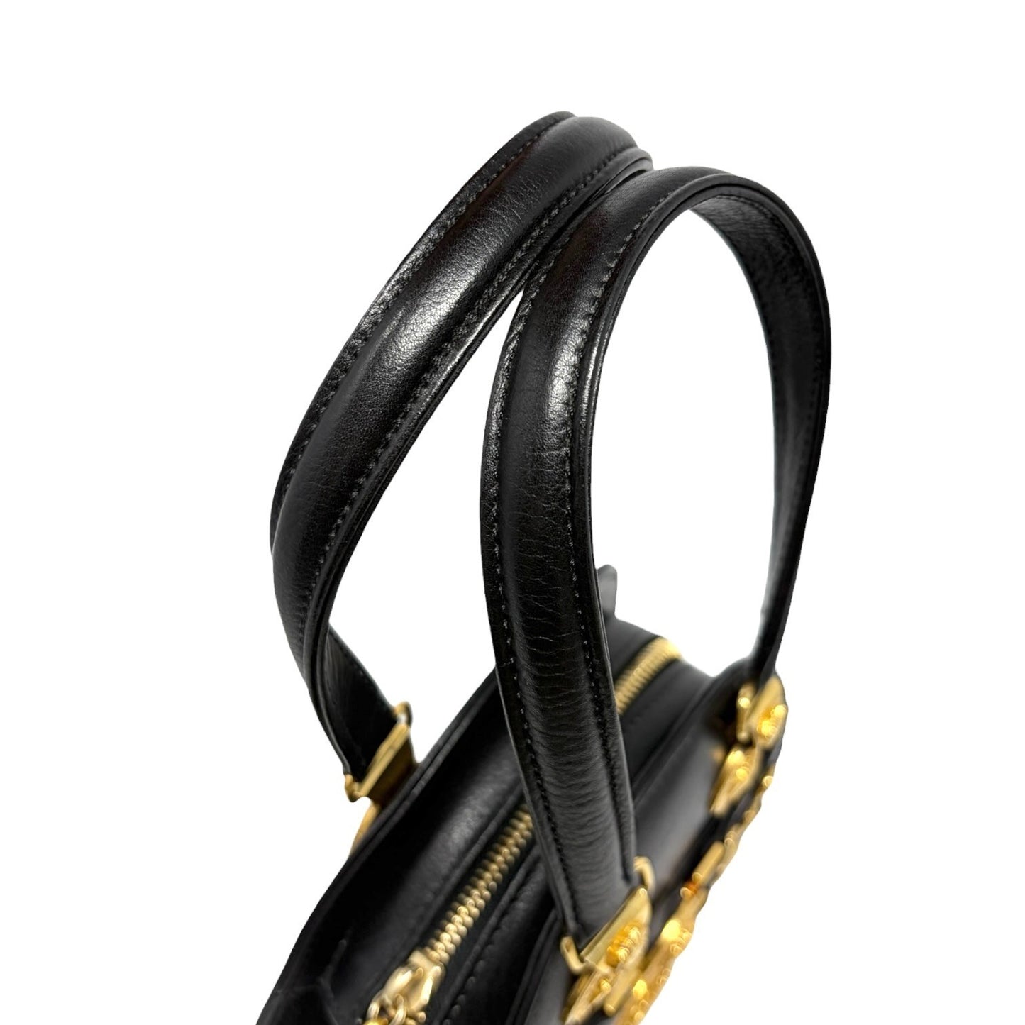 GIANNI VERSACE Vintage Medusa 2way Crossbody Mini Bag Black Gold Leather 902454