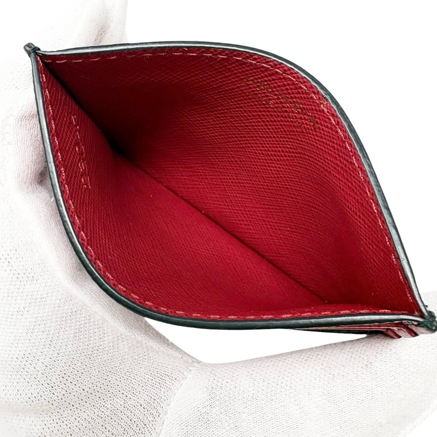PRADA Vintage Triangle Logo Heart Wallet Card Holder Black Red Leather 902284