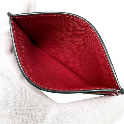 PRADA Vintage Triangle Logo Heart Wallet Card Holder Black Red Leather 902284