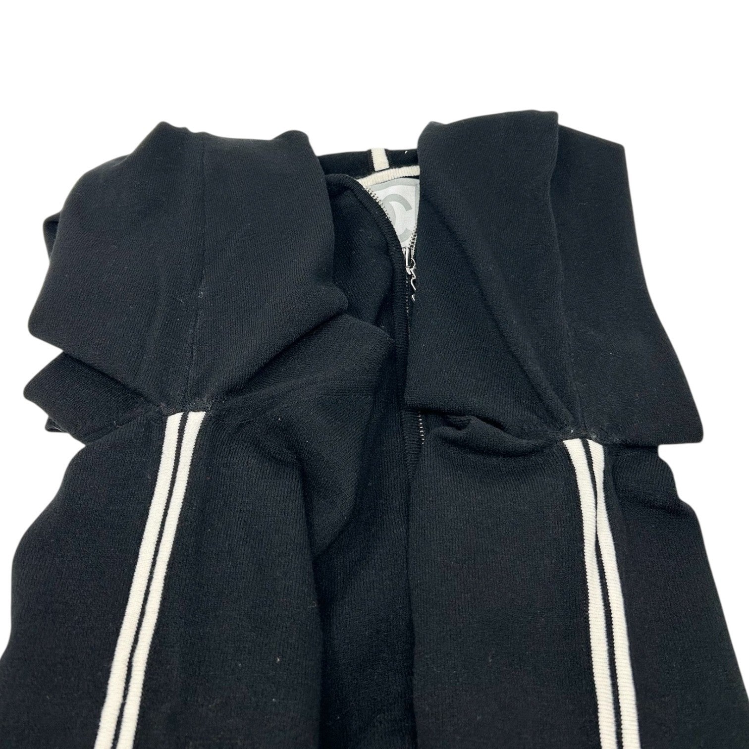 CHANEL Sport Vintage 04A CC Logo Jacket Top Hoodie #40 Black White Wool Zip